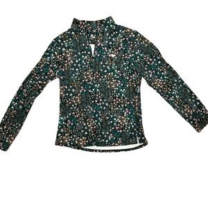 Bad Birdie Green Floral Mock Neck Light Pullover Jacket